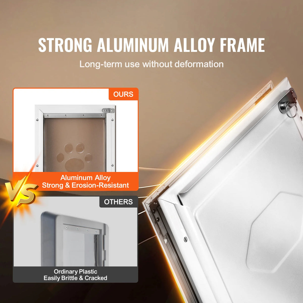 SucceBuy Aluminum Frame Pet Door With Lock And Weatherproof Flap