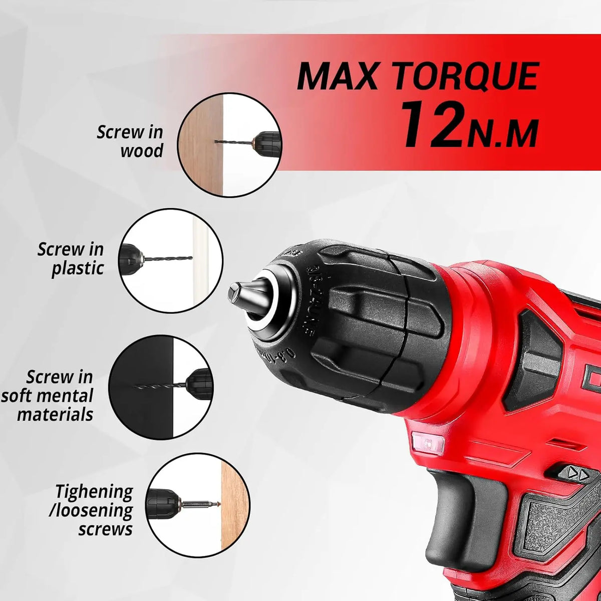 DEKO Cordless Drill Home Tool Kit With Essential Hand Tools