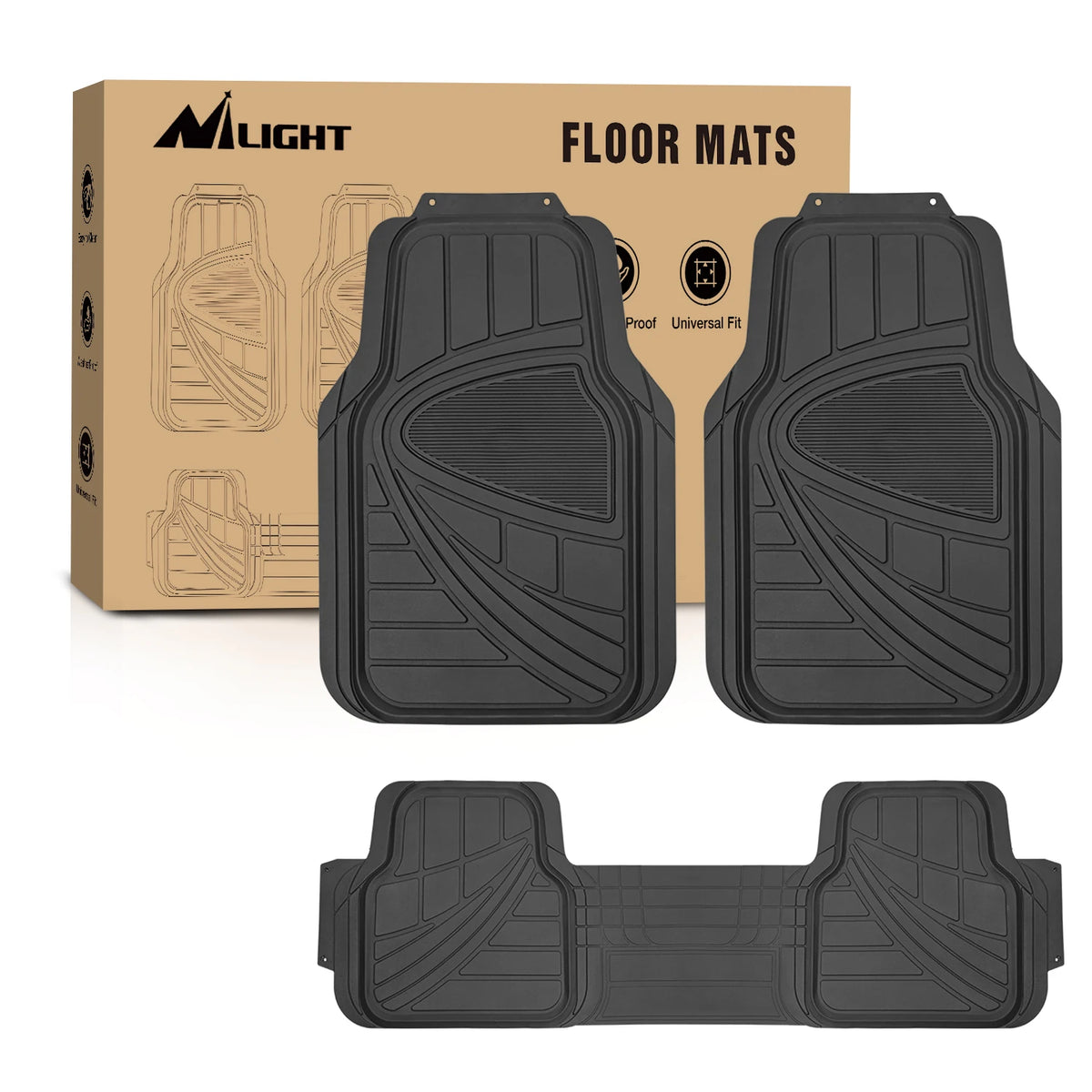 Nilight Universal PVC Floor Mats, All Weather Heavy Duty Protection
