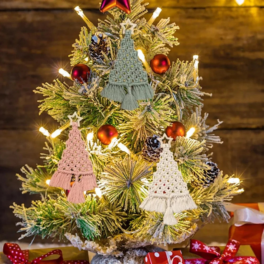 Christmas Tree Macrame DIY Kit With Cotton Cord And Tutorial