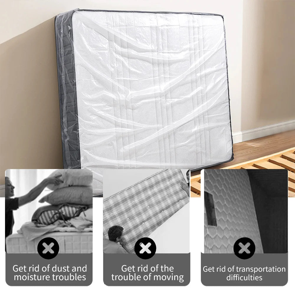 Durable Transparent Mattress Storage Bag for Moving and Bedding