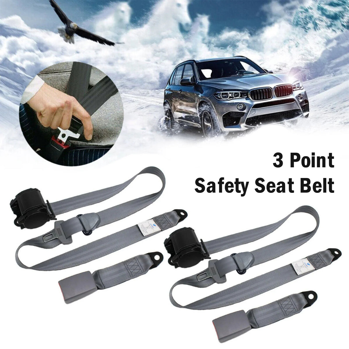 Automatic Three Point Retractable Car Seat Belt Safety Harness Replacement