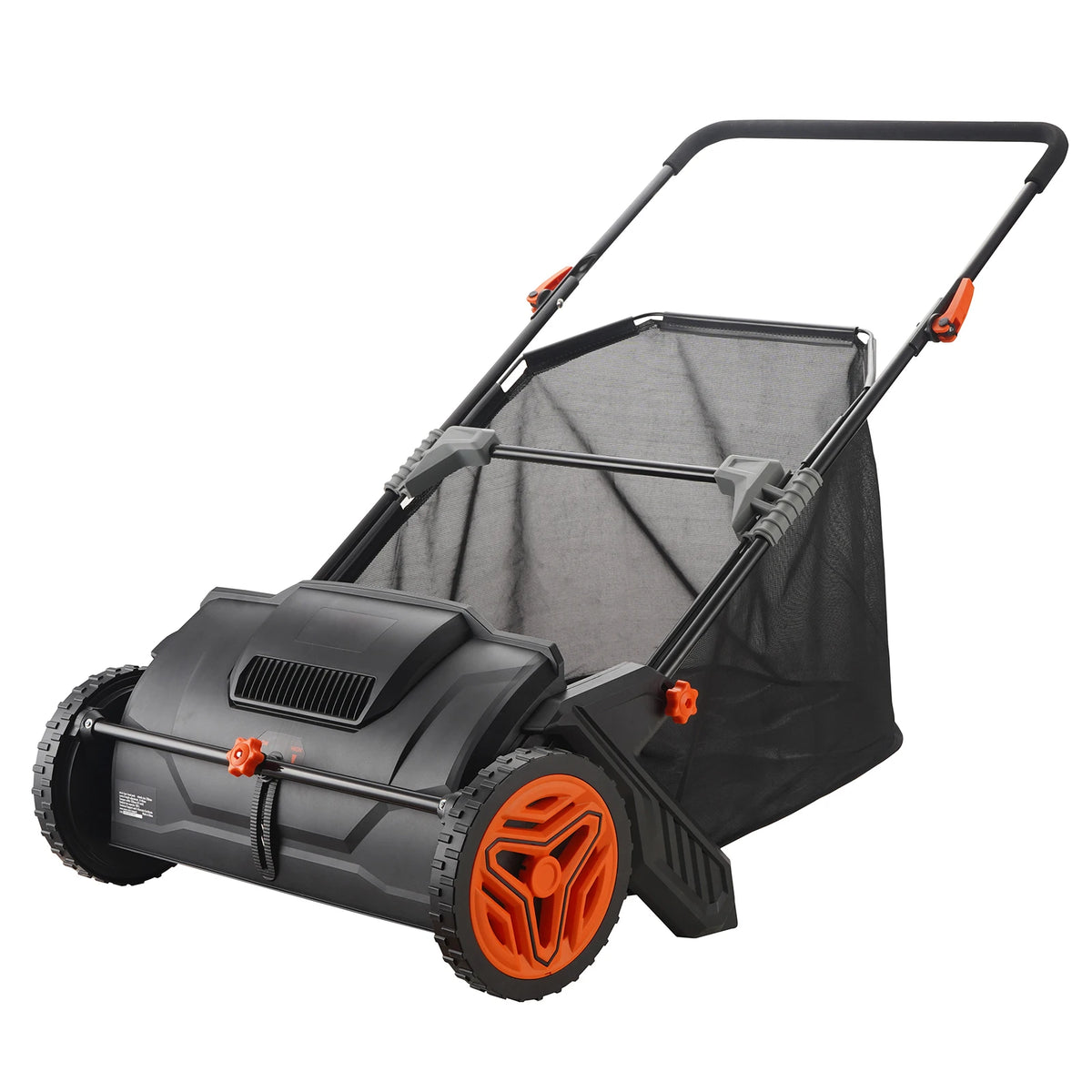 SucceBuy Push Lawn Sweeper 3.5cu.ft 21inLeaf Grass Collector Steel Durable Capacity Mesh Collection Hopper Bag 2Spinning Brushes