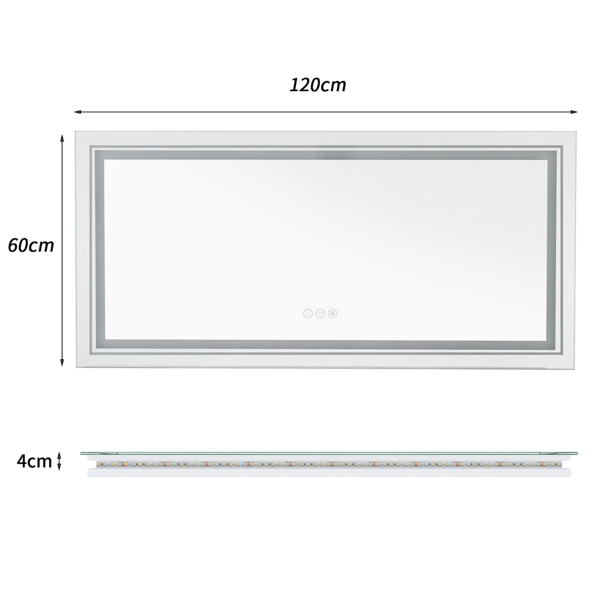Multi Sized Jumbo Large Illuminated LED Bathroom Mirror with Front+Backlit Lights Wall Mounted Anti-fog Vanity Mirror for Making Shaving