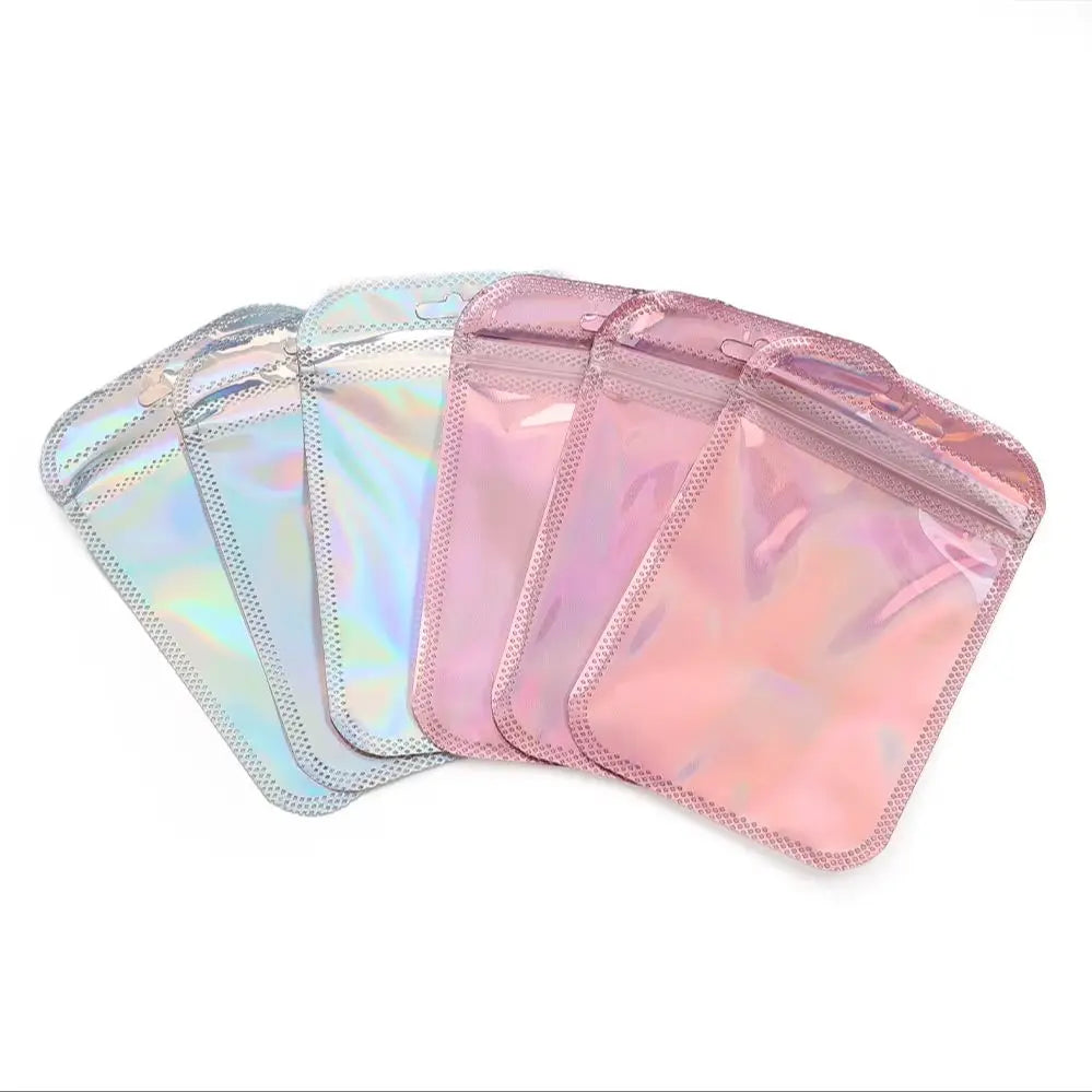 Iridescent Self Sealing Jewelry Pouches Resealable Zip Lock Bags