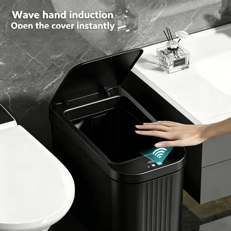 Automatic Touchless Sensor Trash Can With Waterproof Plastic Lid