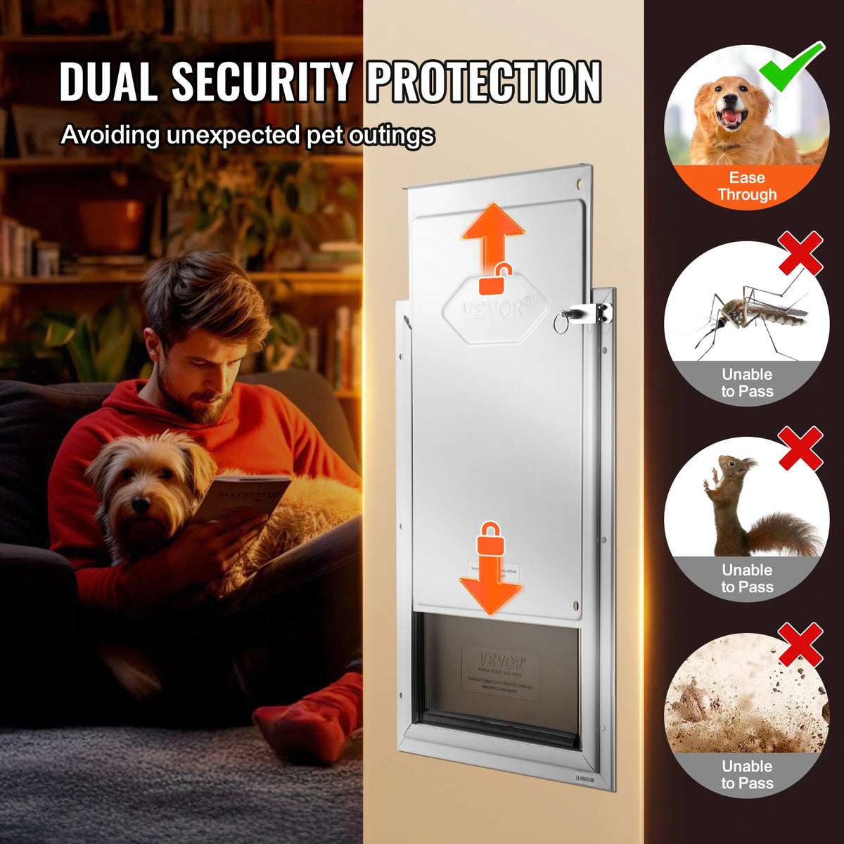 SucceBuy Aluminum Frame Pet Door With Lock And Weatherproof Flap
