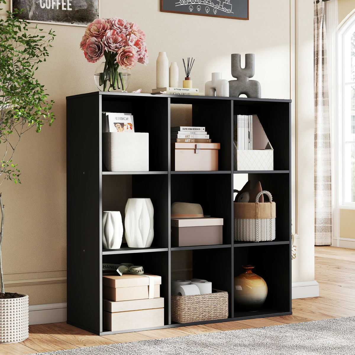 JHK Modern Wooden Cube Storage Organizer Bookshelf and Bookcase