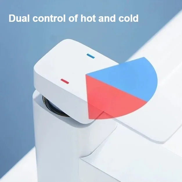 Square Digital Display Temperature Controlled Mixer Tap Hot Cold Water Faucet Household Bathroom Washbasin Cabinet