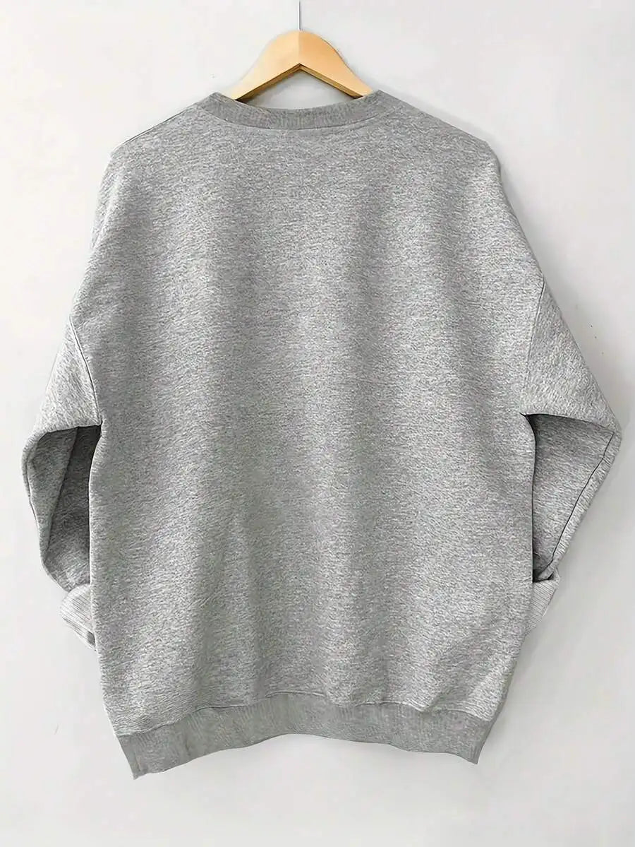 Women's Distressed Crew Neck Cotton Pullover Sweatshirt For Casual Wear