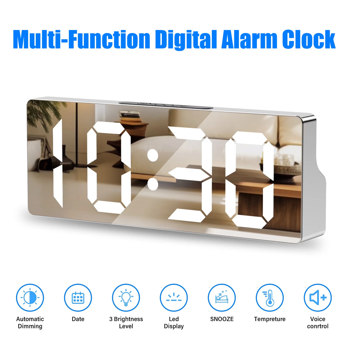 Modern LED Digital Alarm Clock With Calendar And Temperature Display