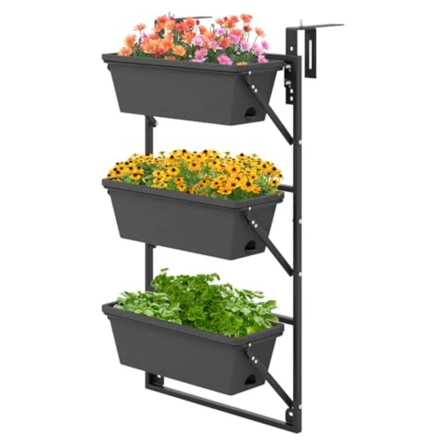MDNG Three Tier Hanging Planter For Indoor Outdoor Rail Use