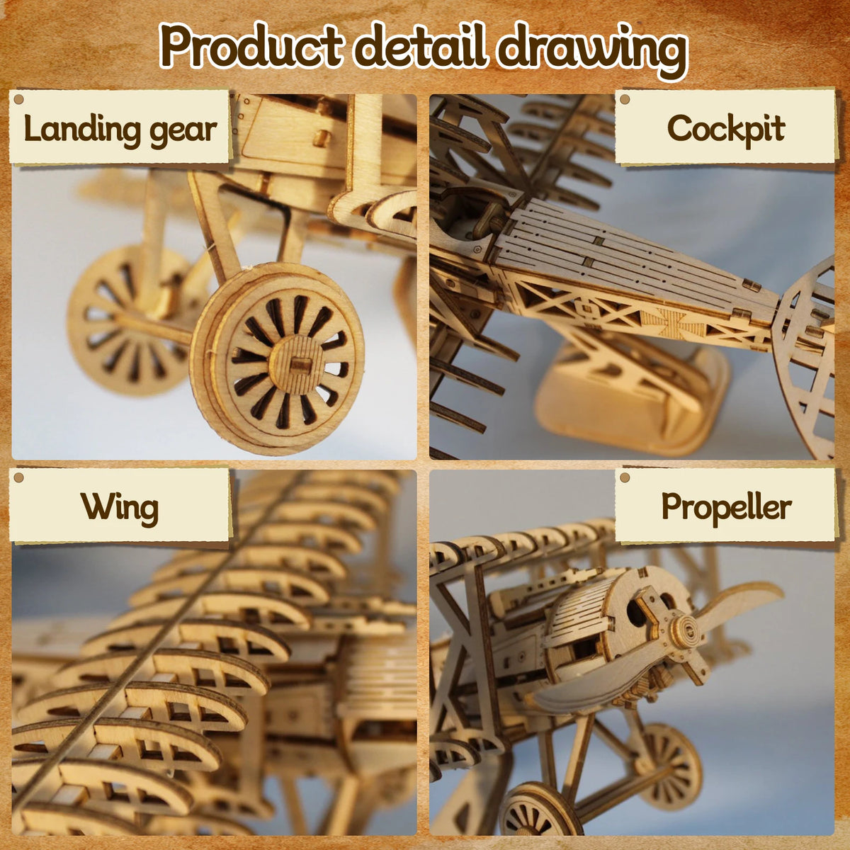 Music Park 3D Wooden Puzzle Plane Butterfly DIY Building Kit
