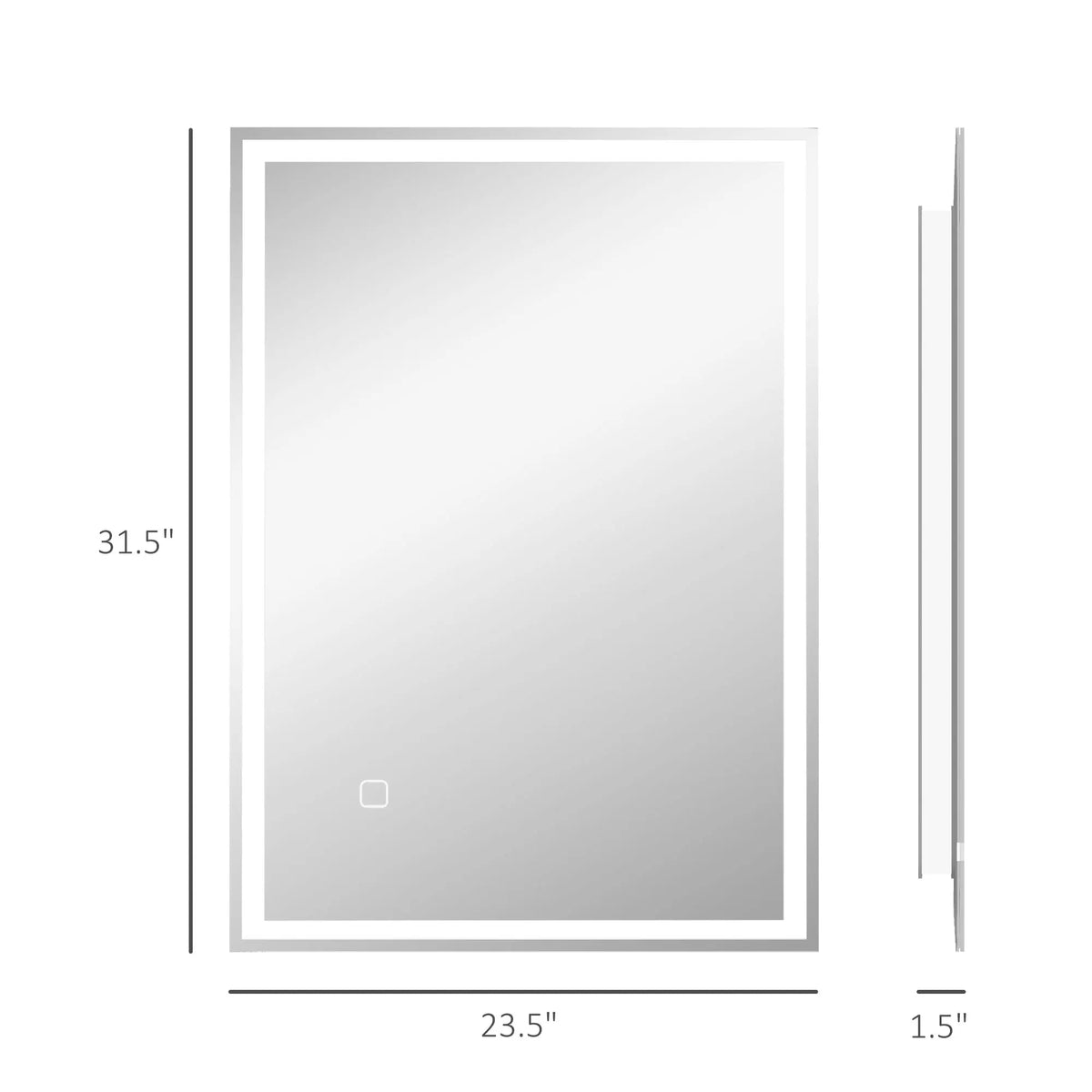 32" X 24'' Led Illuminated Bathroom Mirror, Wall Mounted Vanity Mirror with Dimmable Memory Touch, Waterproof, Silver