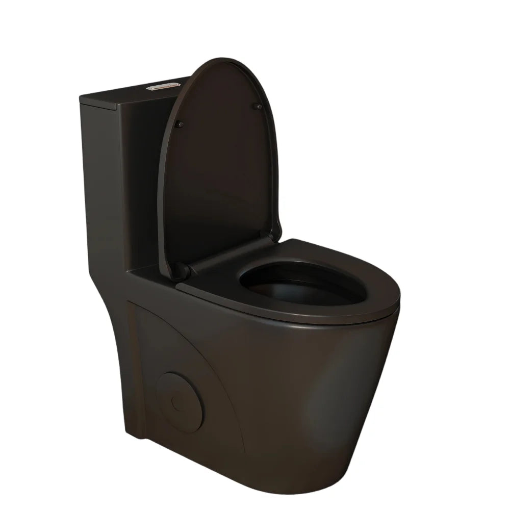 1.1/1.6 GPF Tornado Flush One-Piece Toilet for bathrooms,Siphonic S-trap 12",Elongated Bowl with Soft Close Seat,Powerful Dual Flush MAP 1000g,Comfort Chair Seat ADA Height 17",Glossy White GW-001