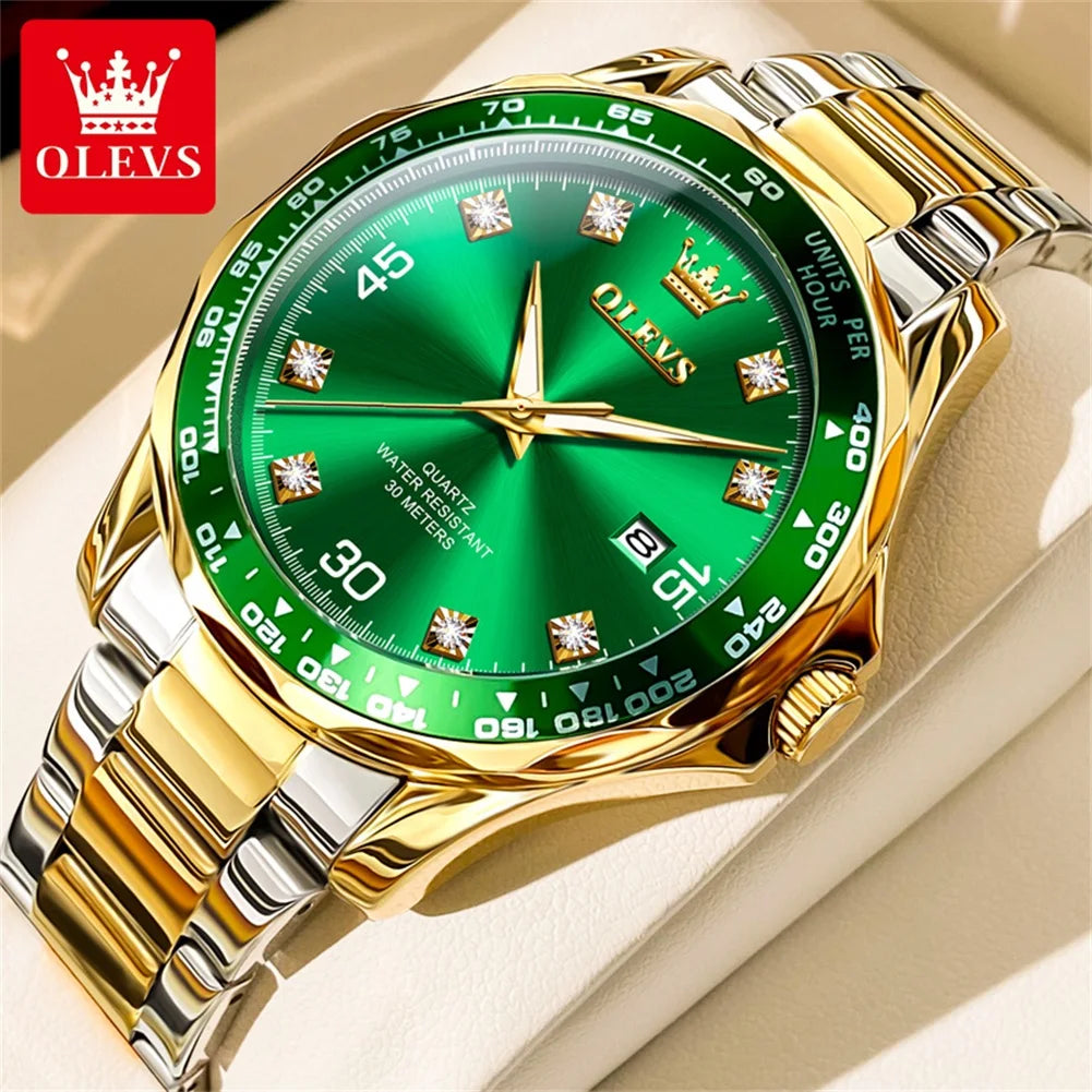 Olevs 9988 Men Quartz Watch Luxury Stainless Steel Waterproof