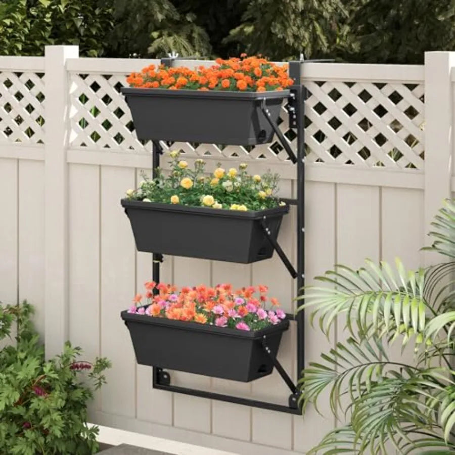 MDNG Three Tier Hanging Planter For Indoor Outdoor Rail Use