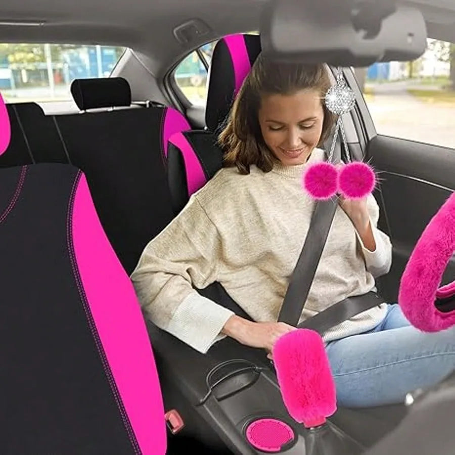 Universal Car Seat Cover Set With Fluffy Fleece Accessories