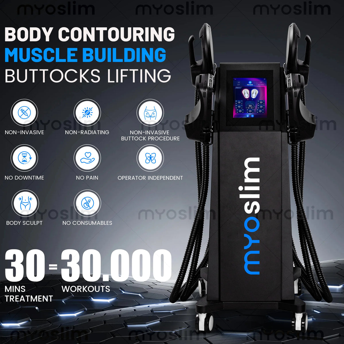 MYOslim 6500W EMS Body Sculpt Machine - Electromagnetic Therapy Fat Slimming Muscle Stimulation for Fitness And Body Shaping