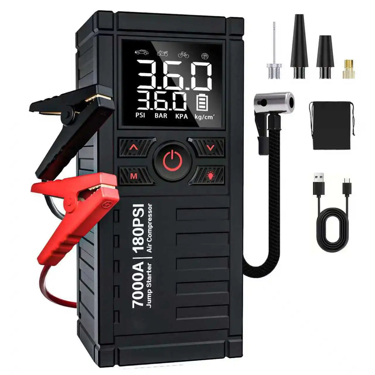 Car Battery Jump Starter With Air Compressor And Tire Inflator