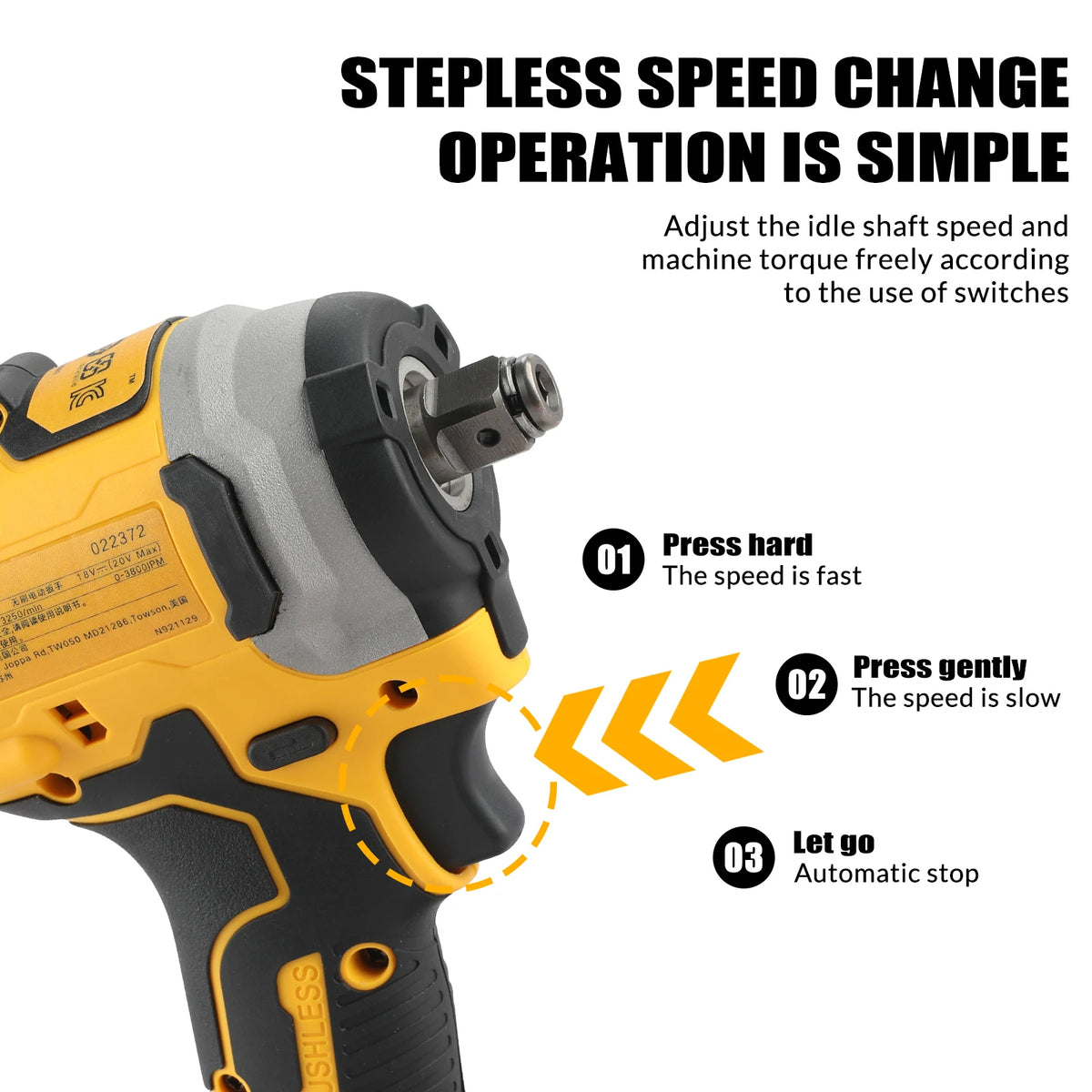 DEWALT 20V Atomic Brushless Impact Wrench Three Speed Control