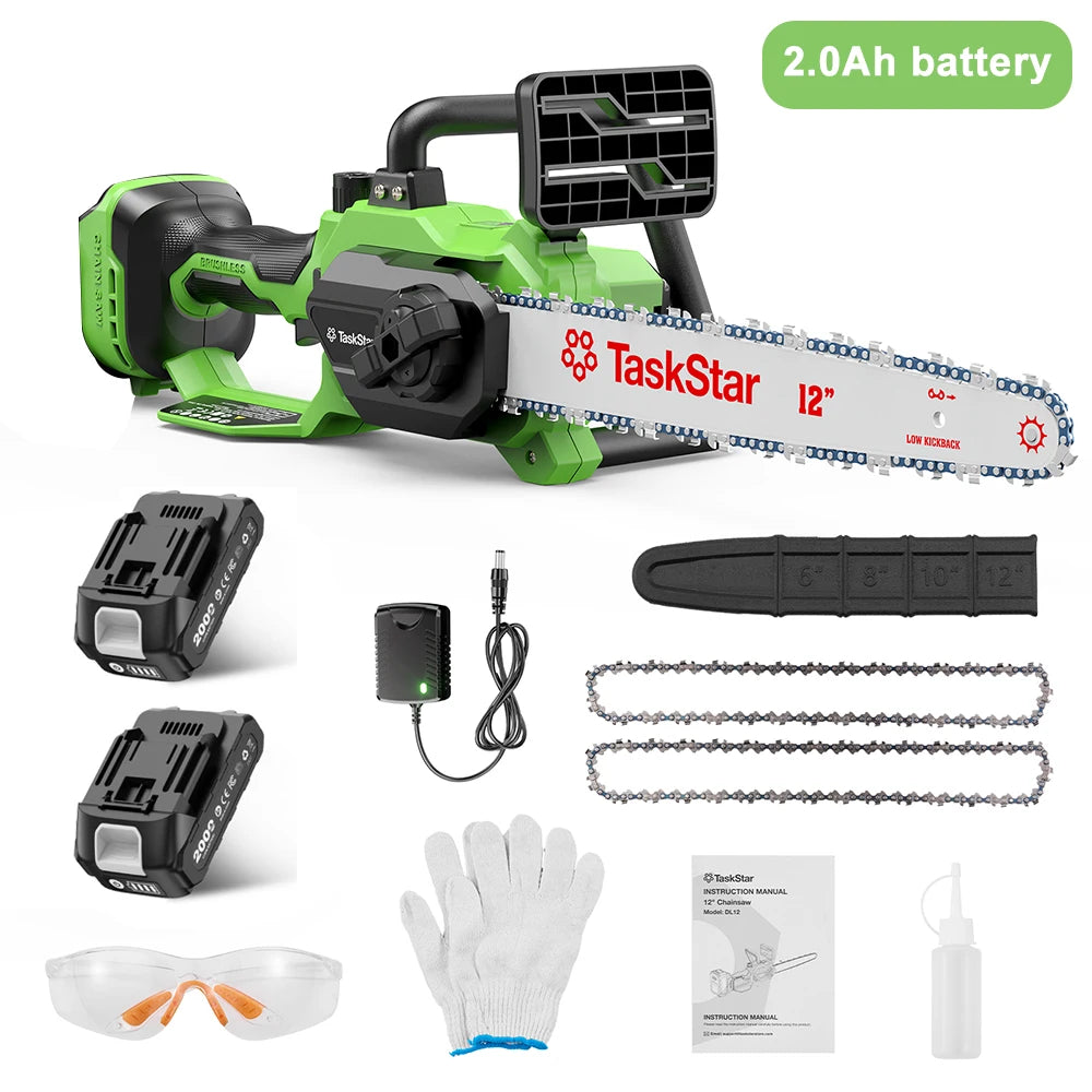 TaskStar Brushless Cordless Chainsaw With Auto Oiler And Safety Lock