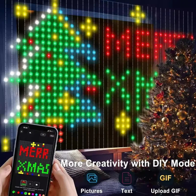 RGB Curtain String Lights Music Sync App Controlled Wall Decor