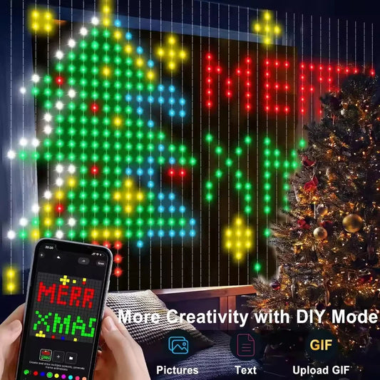 RGB Curtain String Lights Music Sync App Controlled Wall Decor