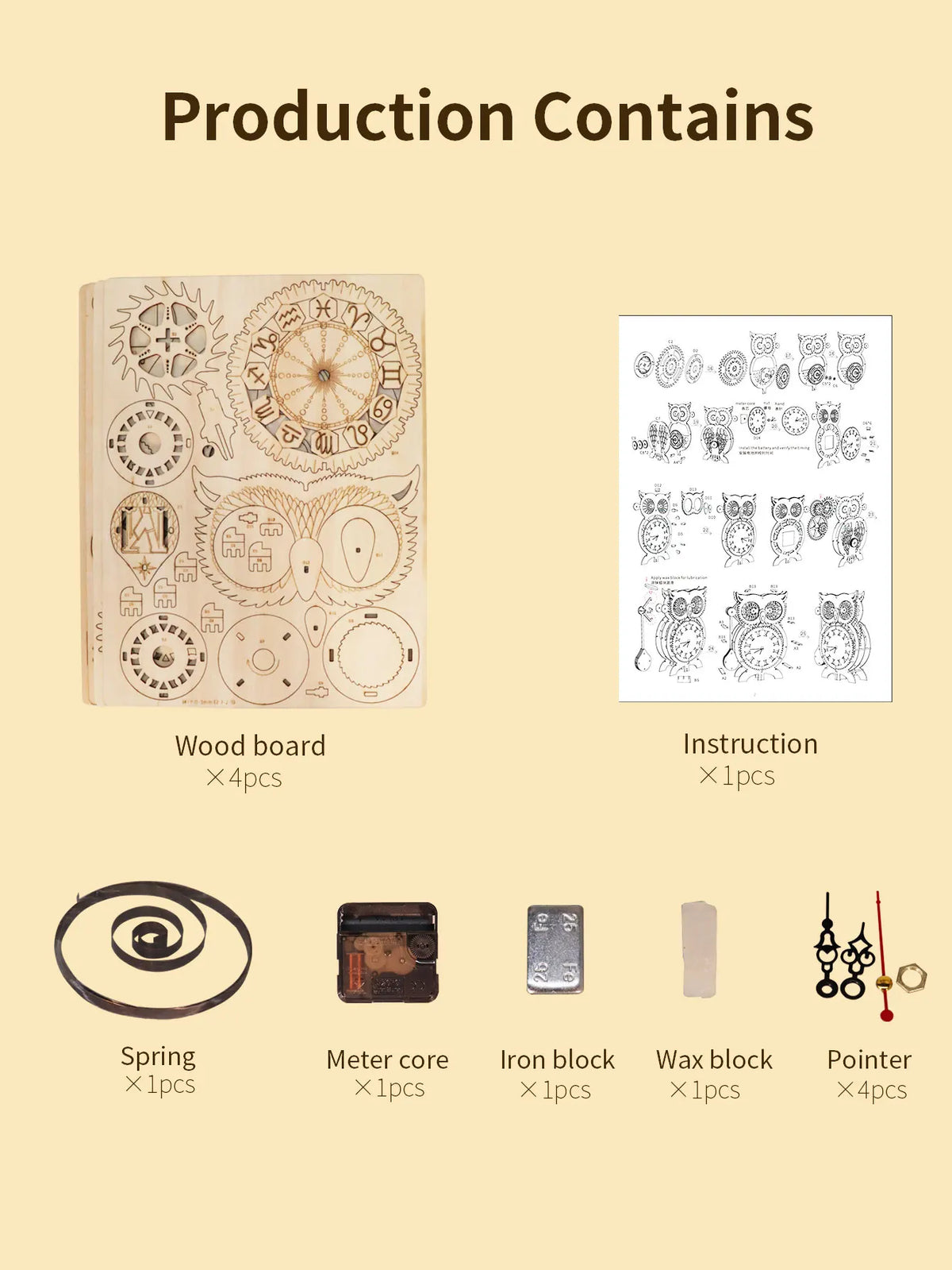DIY 3D Wooden Puzzle Owl Clock Creative Building Kit