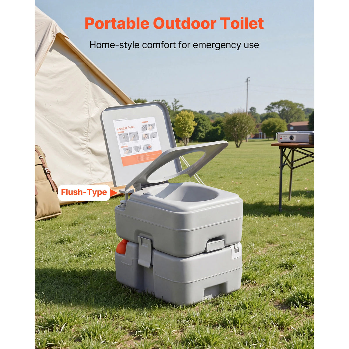 SucceBuy Portable Toilet 5.3/7.9 Gallon Detachable Waste Tank Outdoor Travel Potty with Level Indicator Carry Bag for RV Travel