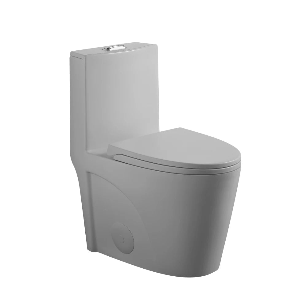1.1/1.6 GPF Tornado Flush One-Piece Toilet for bathrooms,Siphonic S-trap 12",Elongated Bowl with Soft Close Seat,Powerful Dual Flush MAP 1000g,Comfort Chair Seat ADA Height 17",Glossy White GW-001