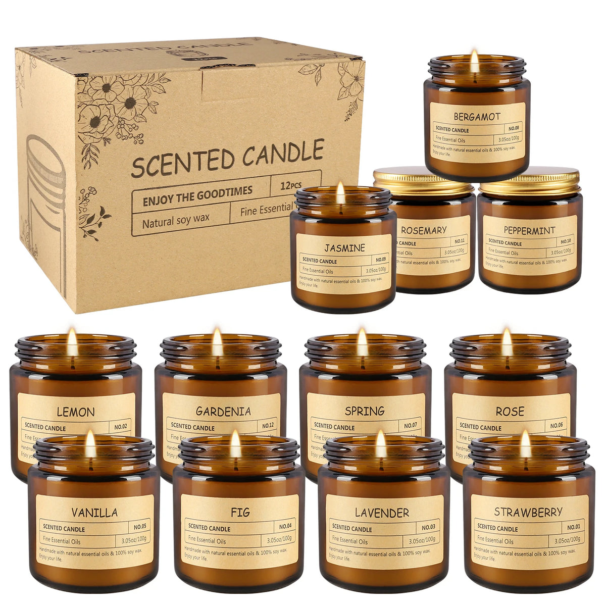 Fclayvts Premium Scented Soy Wax Aromatherapy Candle Set
