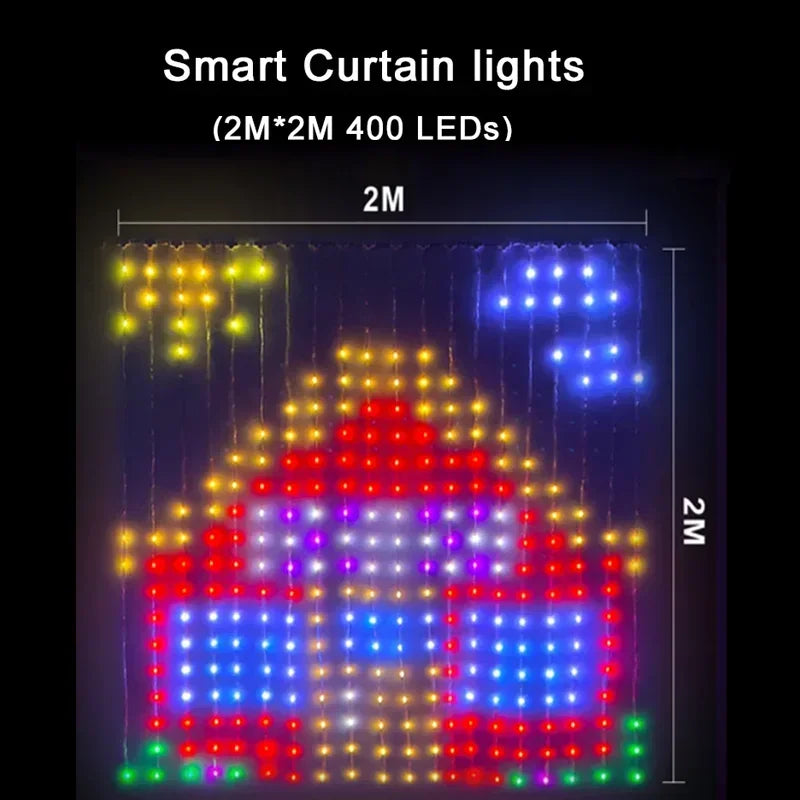 RGB Curtain String Lights Music Sync App Controlled Wall Decor