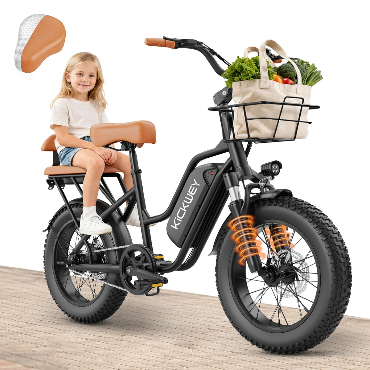 Kickwey LD20 1500W Electric Bike 20x3' Fat Tire Electric Mountain Bike Electric Bicycle 48V 20AH Women's 250W Electric Road Bike