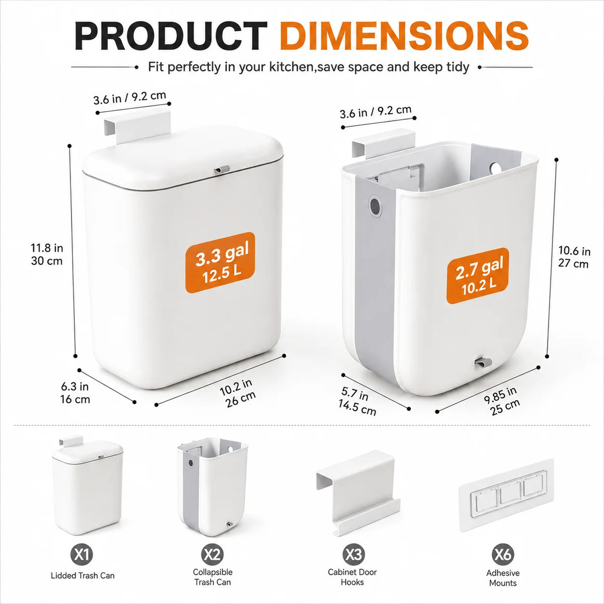 Joybos Cabinet Door Hanging Kitchen Trash Can With Sliding Lid