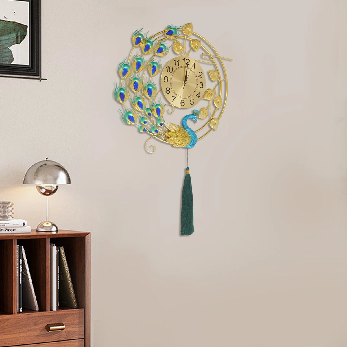 Decorative Peacock Wall Clock With Silent Quartz Movement For Home