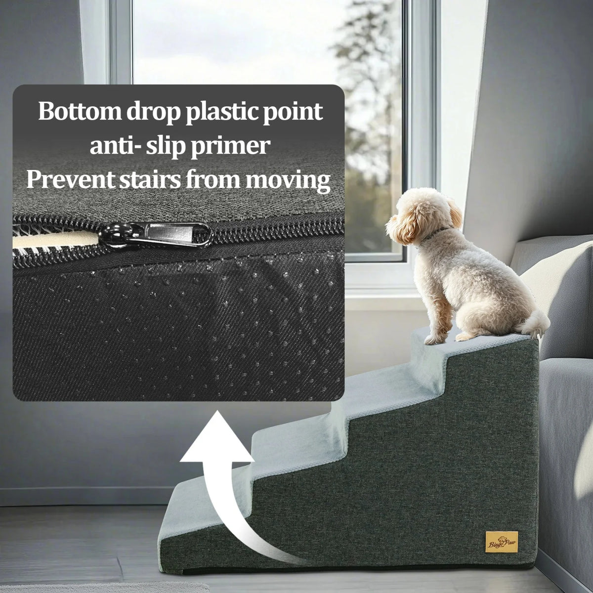 Foam Dog Stairs for Beds and Sofas with Washable Cover