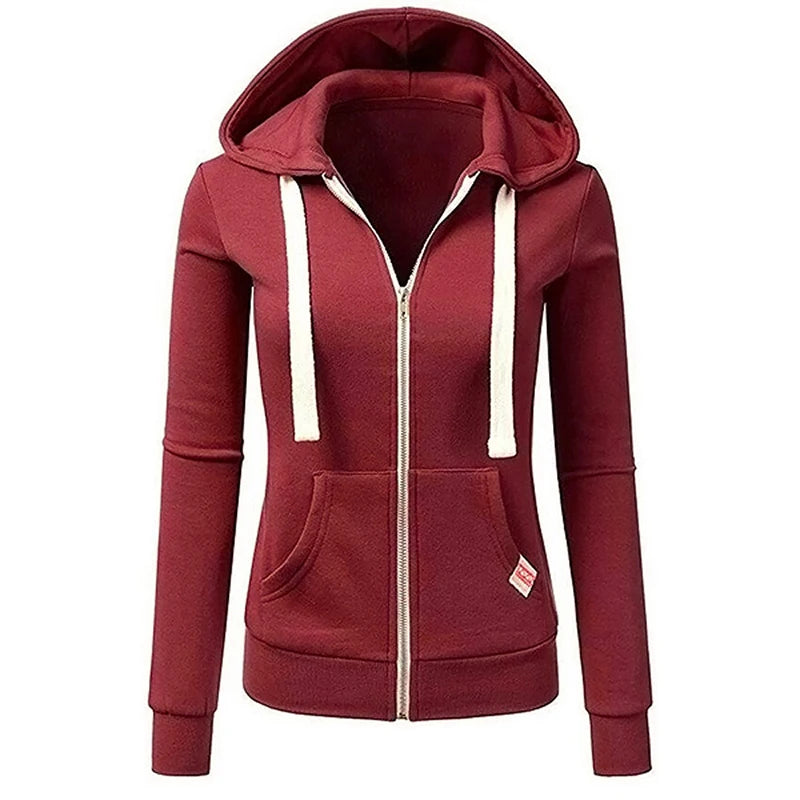 Women's Fashion Sports Knit Hoodie With Drawstring Pocket