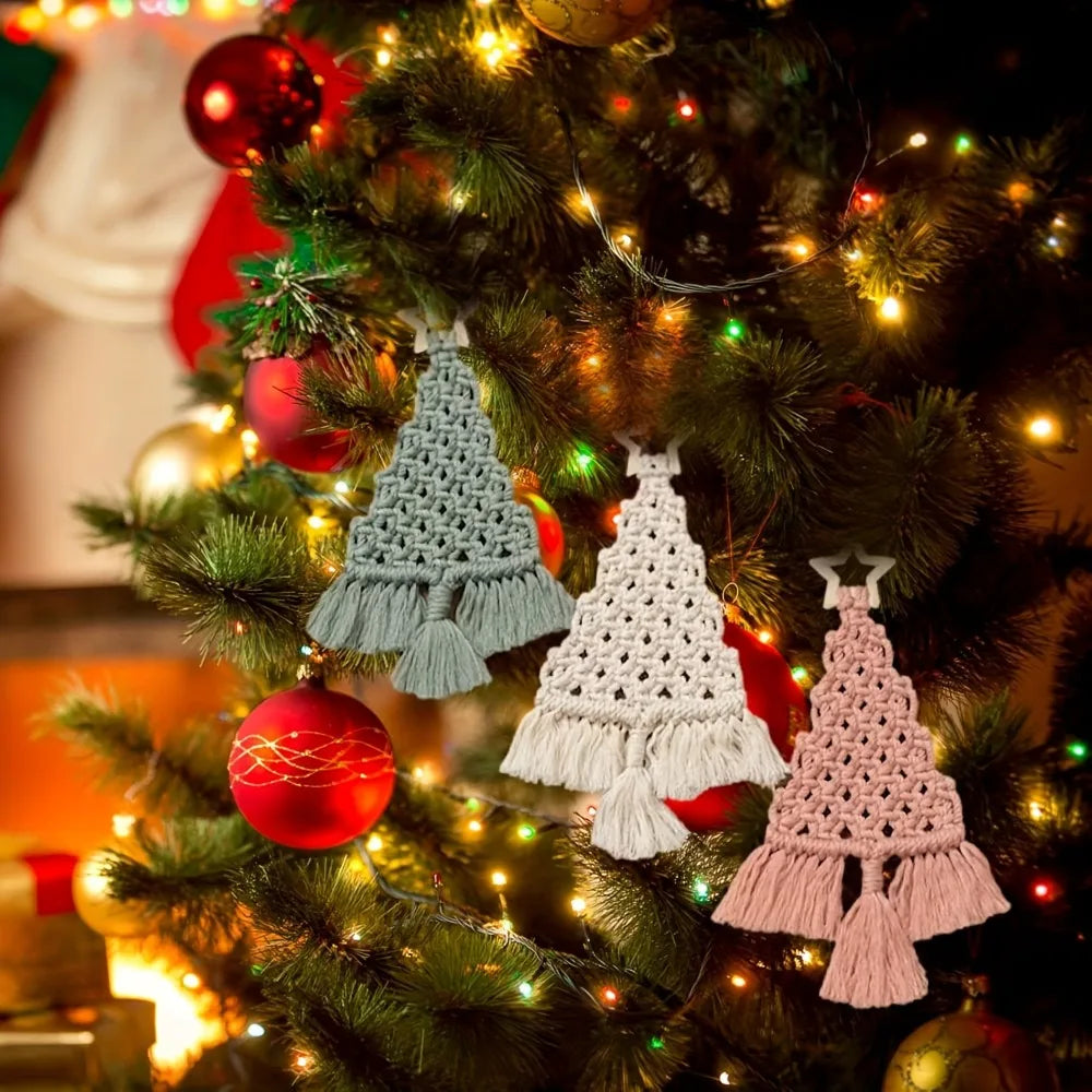 Christmas Tree Macrame DIY Kit With Cotton Cord And Tutorial