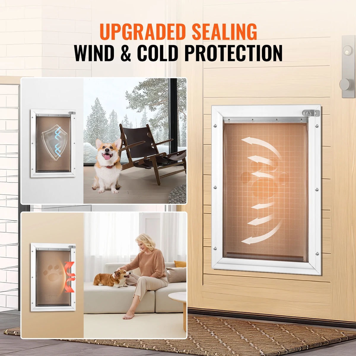 SucceBuy Aluminum Frame Pet Door With Lock And Weatherproof Flap
