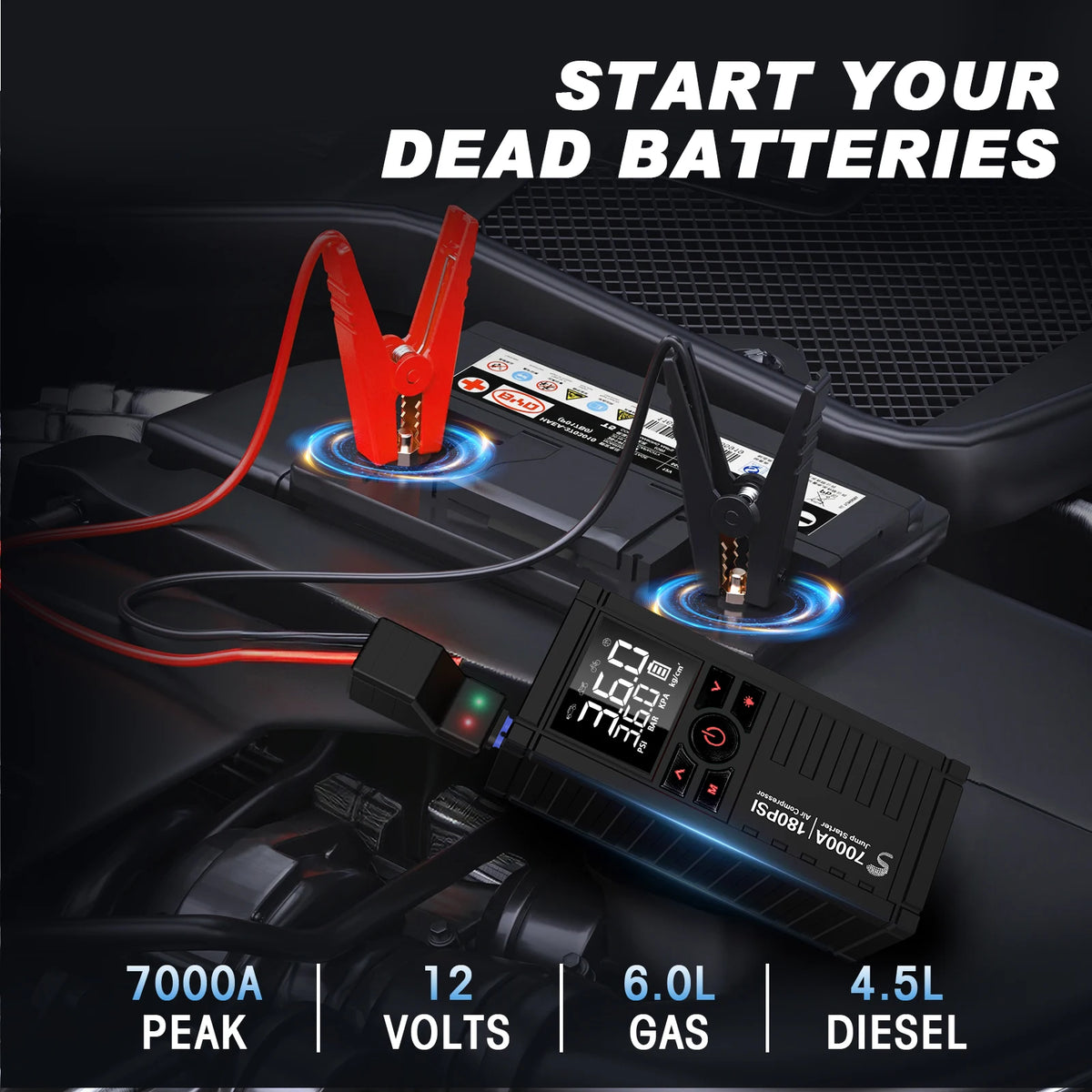 Car Battery Jump Starter With Air Compressor And Tire Inflator