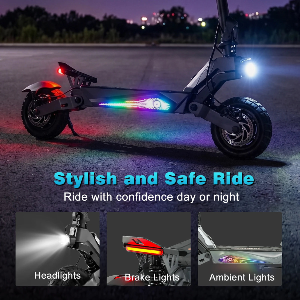 Electric Scooter for Adults, 1200W Motor, 48V 15.6Ah Battery, Up to 35 Miles Range, 10" Tires, Disc Brakes, 3 Riding Modes, Foldable Commuter E Scooter