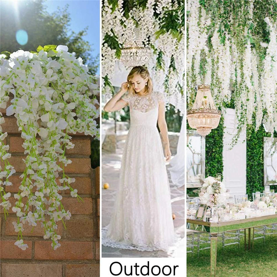 Artificial Wisteria Hanging Flowers Garland for Wedding Home Decor