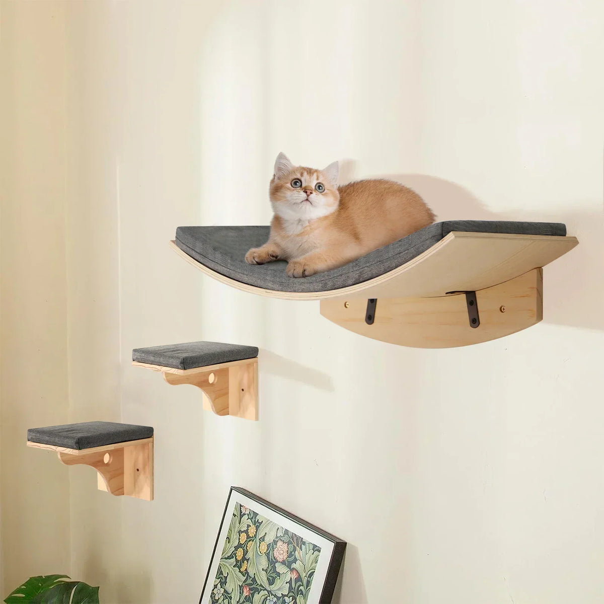 Catails Wall Mounted Cat Hammock Climbing Stairs Scratcher