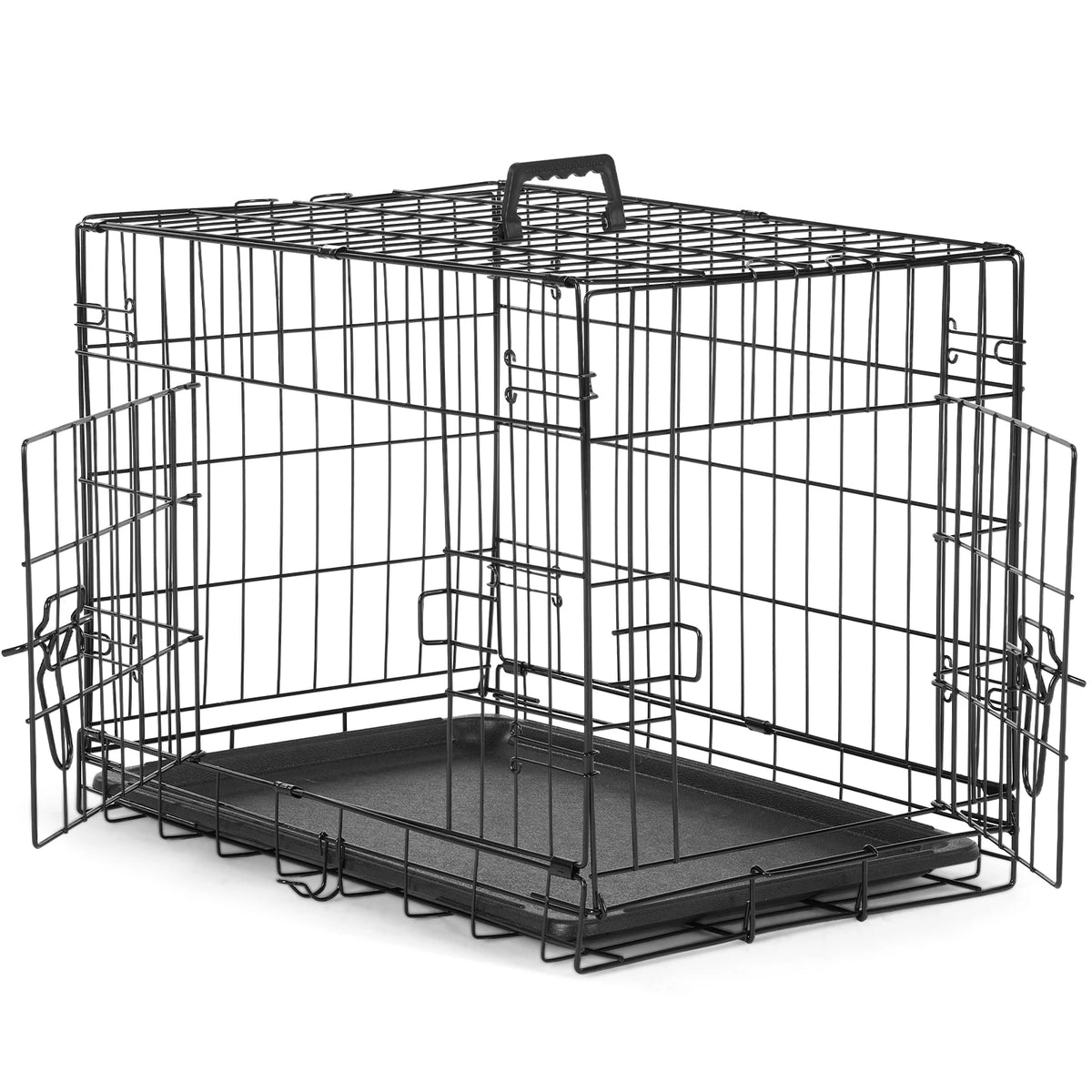 JHK Folding Metal Wire Dog Crate With Leak-Proof Pan