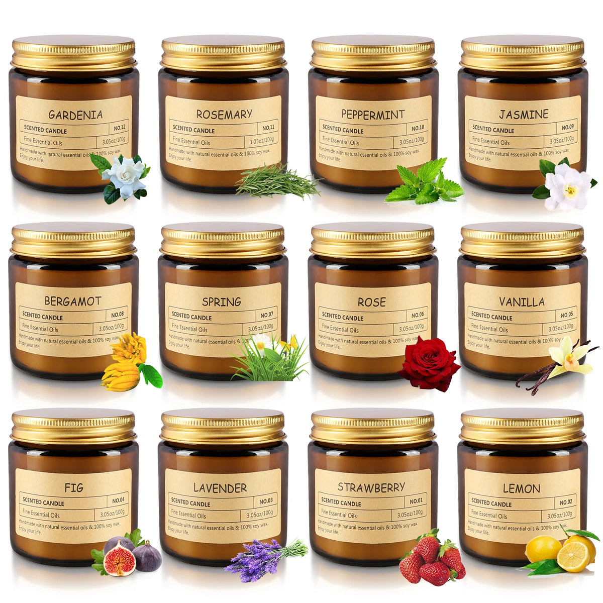Fclayvts Premium Scented Soy Wax Aromatherapy Candle Set