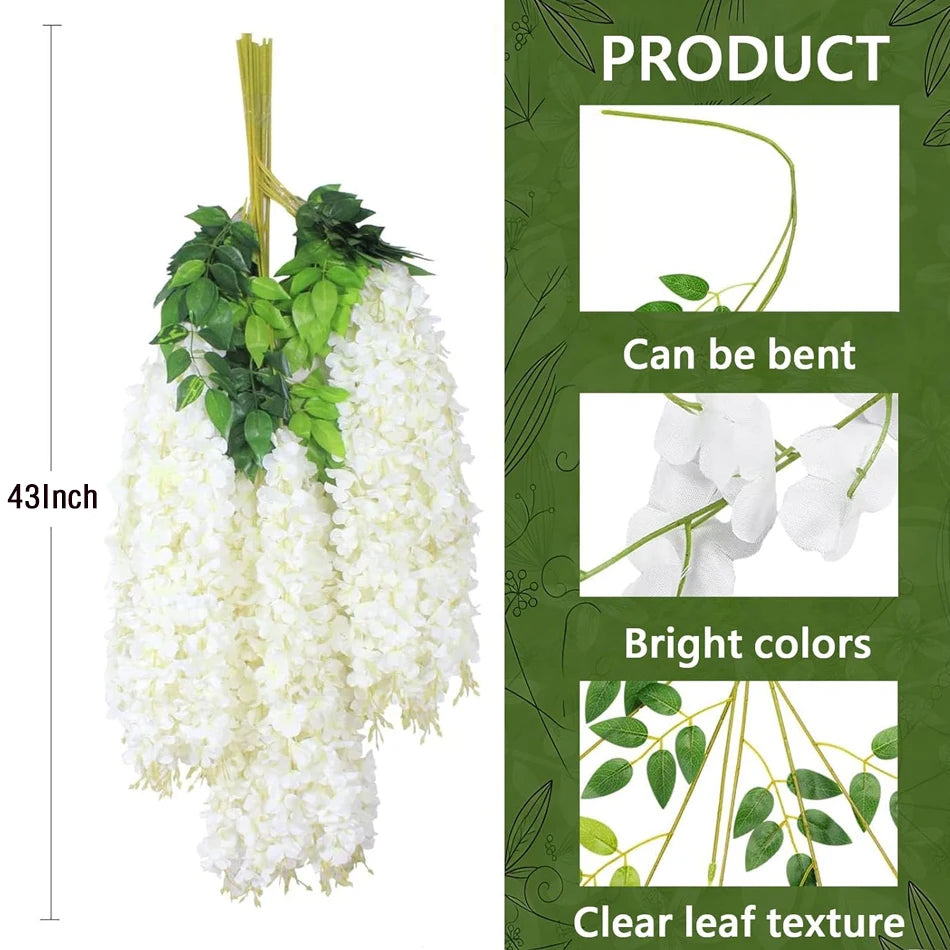 Artificial Wisteria Hanging Flowers Garland for Wedding Home Decor