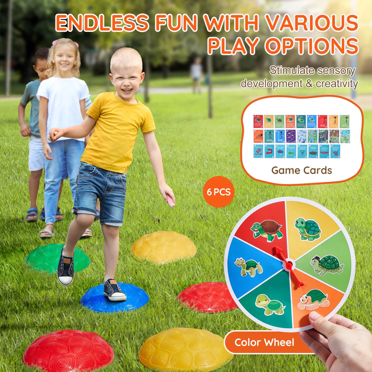SucceBuy Turtle Balance Stepping Stones Kids Coordination Game Toys Set