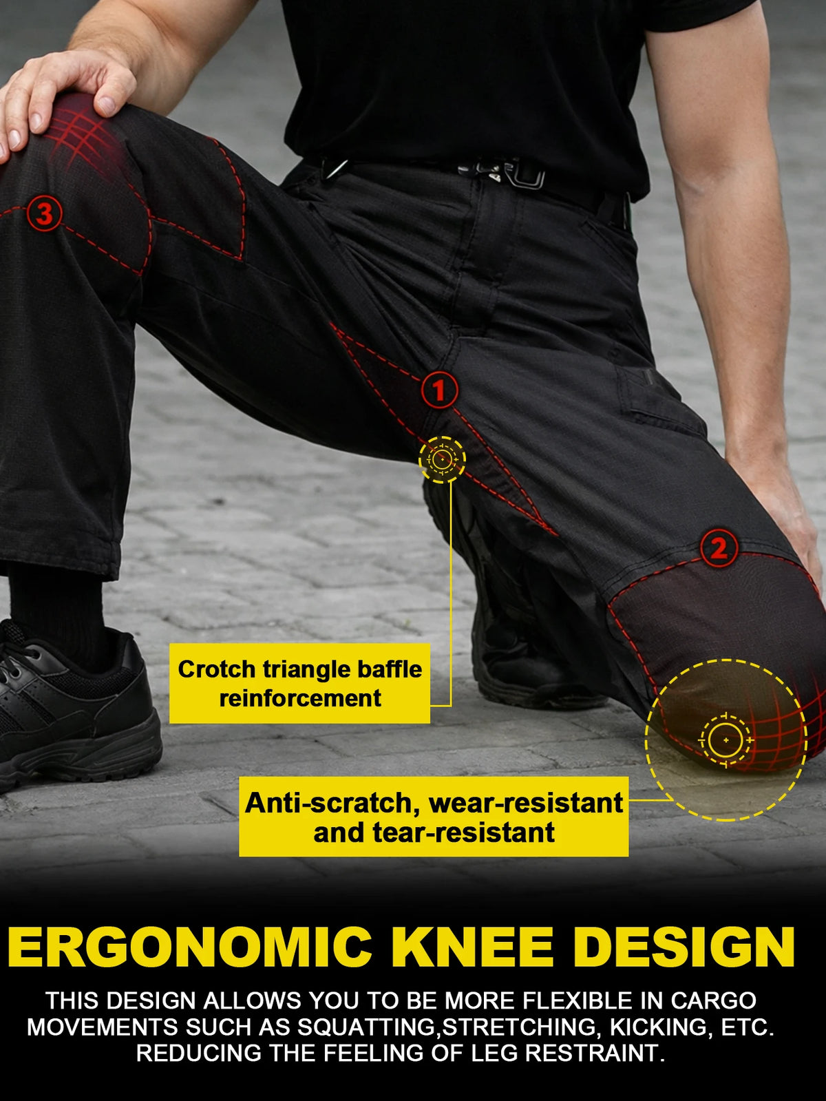Mens Lightweight Ripstop Cargo Pants Water Resistant Outdoor Trousers