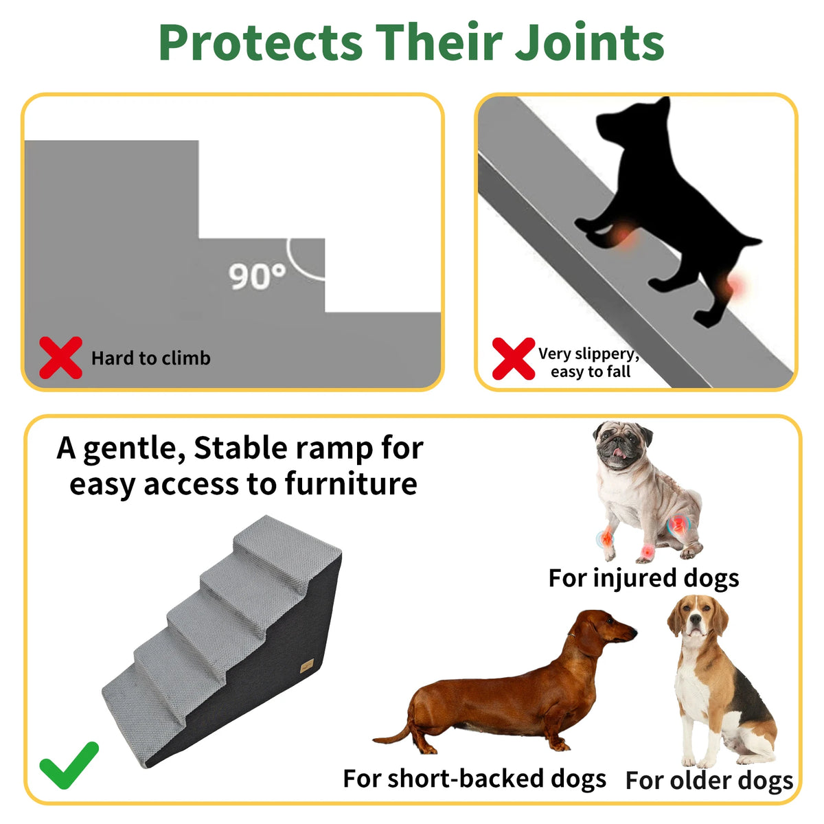 Foam Dog Stairs for Beds and Sofas with Washable Cover